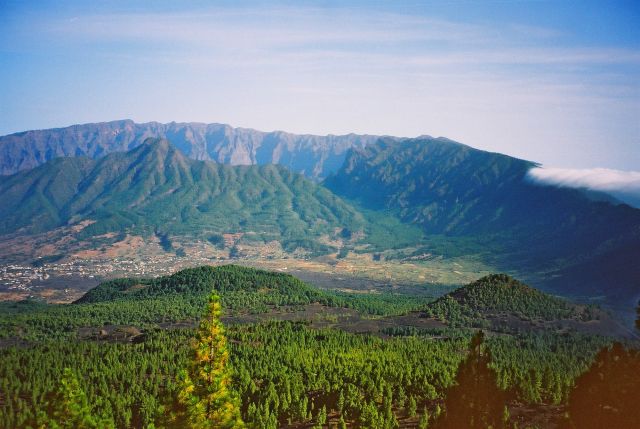 Caldera de Taburiente - notice the clouds over the east coast and capital Santa Cruz de la Palma.