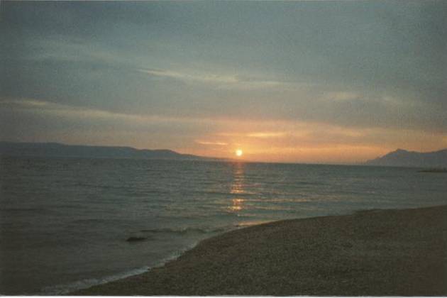 Sunset on the beach in Makarska.