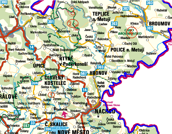 Mapa Broumovska