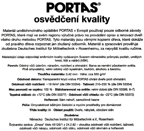 Osv�d�en� kvality PORTAS